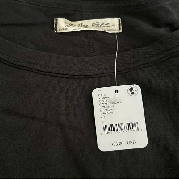 🌸NWT Free People We The Free Naomi Tee. Washed Black. Size: Large - Picture 6 of 8